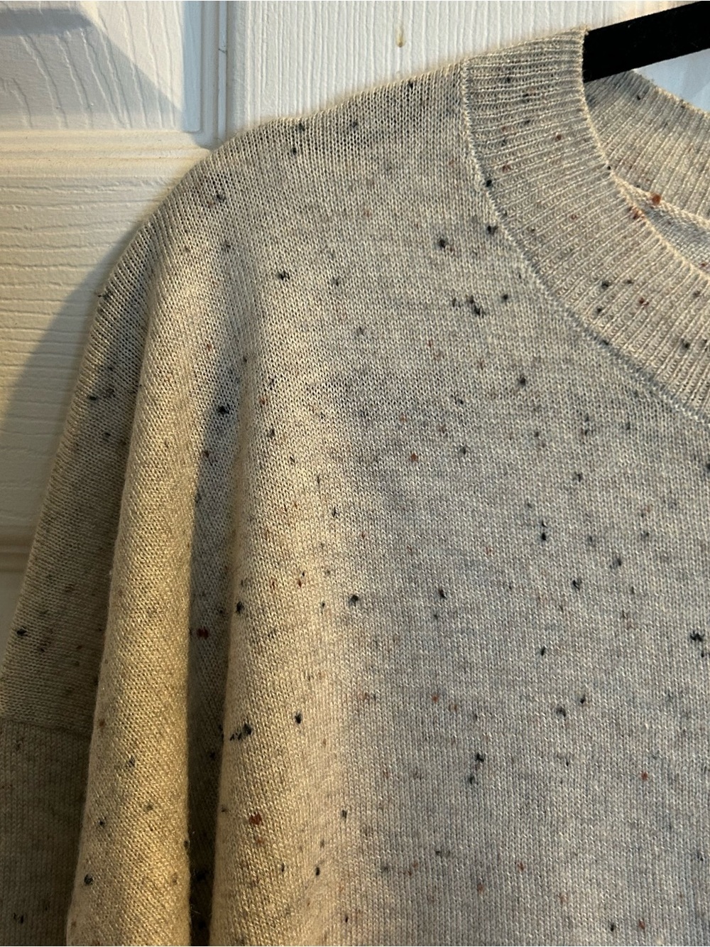 Catherine Malandrino Crewneck Speckled Merino-wool blend Sweater - Cream w/brown - Picture 3 of 13